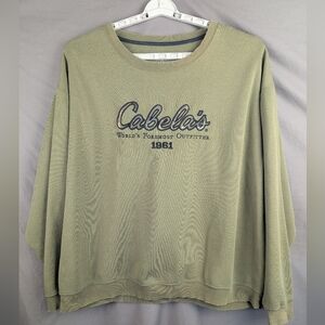 Cabelas XXL sweatshirt With Spellout Olive Green Embroidered